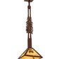 Meyda Lighting Winter Pine 17" Rust Tall Pines Pendant Light With Beige Iridescent Shade Glass