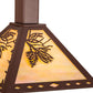 Meyda Lighting Winter Pine 17" Rust Tall Pines Pendant Light With Beige Iridescent Shade Glass