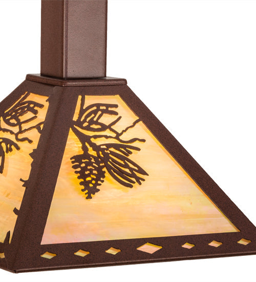 Meyda Lighting Winter Pine 17" Rust Tall Pines Pendant Light With Beige Iridescent Shade Glass