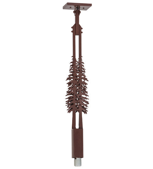 Meyda Lighting Winter Pine 17" Rust Tall Pines Pendant Light With Beige Iridescent Shade Glass
