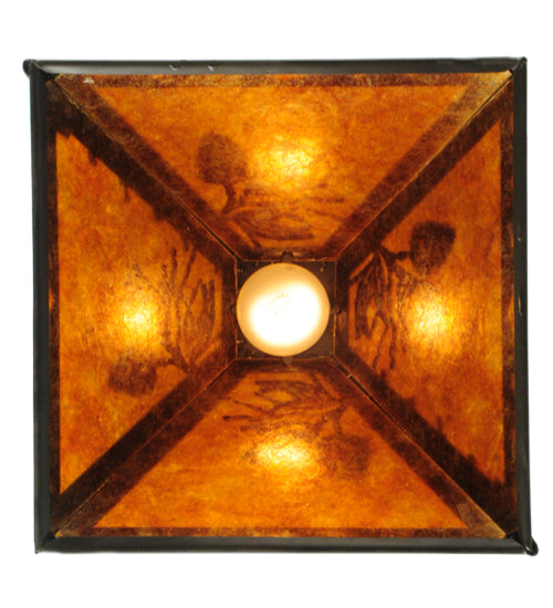 Meyda Lighting Winter Pine 17"W x 26"H Timeless Bronze Tall Pines Pendant Light With Amber Mica Shade Glass