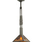 Meyda Lighting Winter Pine 17"W x 39"H Timeless Bronze Tall Pines Pendant Light With Amber Mica Shade Glass