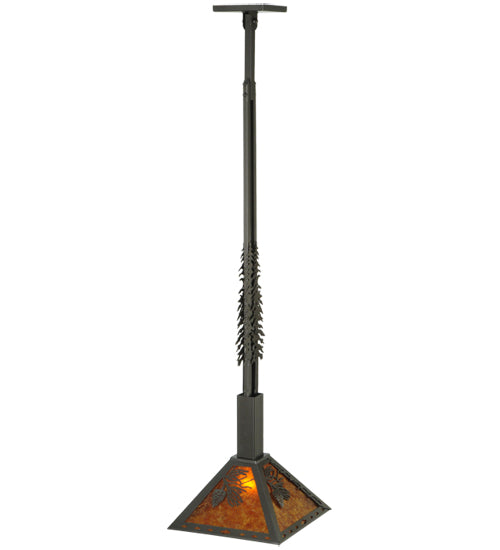 Meyda Lighting Winter Pine 17"W x 49"H Timeless Bronze Tall Pines Pendant Light With Amber Mica Shade Glass
