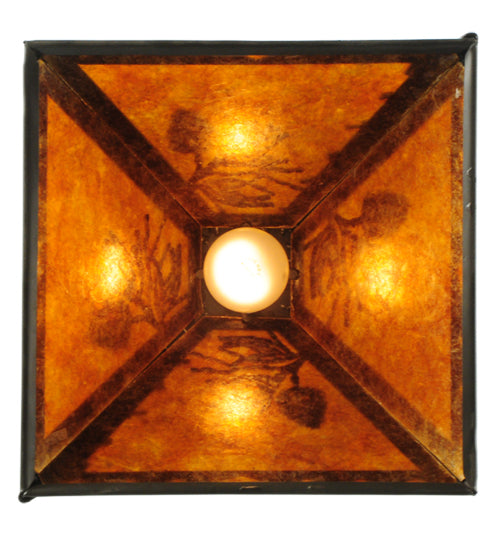 Meyda Lighting Winter Pine 17"W x 49"H Timeless Bronze Tall Pines Pendant Light With Amber Mica Shade Glass