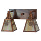 Meyda Lighting Winter Pine 18" 2-Light Vintage Copper Vanity Light With Beige Iridescent Shade Glass