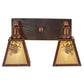Meyda Lighting Winter Pine 18" 2-Light Vintage Copper Vanity Light With Beige Iridescent Shade Glass