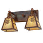 Meyda Lighting Winter Pine 18" 2-Light Vintage Copper Vanity Light With Beige Iridescent Shade Glass