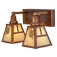 Meyda Lighting Winter Pine 18" 2-Light Vintage Copper Vanity Light With Beige Iridescent Shade Glass