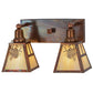 Meyda Lighting Winter Pine 18" 2-Light Vintage Copper Vanity Light With Beige Iridescent Shade Glass