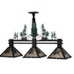 Meyda Lighting Winter Pine 18" 3-Light Textured Black Island Pendant Light With Silver Mica Shade Glass