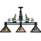 Meyda Lighting Winter Pine 18" 3-Light Textured Black Island Pendant Light With Silver Mica Shade Glass