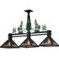 Meyda Lighting Winter Pine 18" 3-Light Textured Black Island Pendant Light With Silver Mica Shade Glass