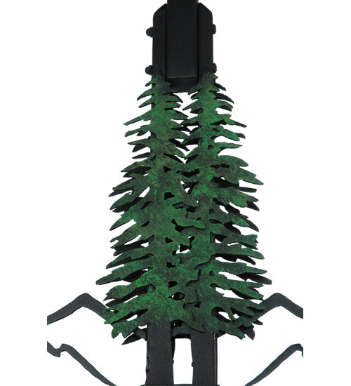 Meyda Lighting Winter Pine 18" 3-Light Textured Black Island Pendant Light With Silver Mica Shade Glass