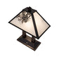Meyda Lighting Winter Pine 20" 2-Light Craftsman Brown Table Lamp With White Art Shade Glass