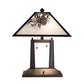 Meyda Lighting Winter Pine 20" 2-Light Craftsman Brown Table Lamp With White Art Shade Glass