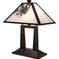 Meyda Lighting Winter Pine 20" 2-Light Craftsman Brown Table Lamp With White Art Shade Glass