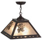 Meyda Lighting Winter Pine 23" 2-Light Mahogany Bronze Pendant Light With Silver Mica Shade Glass