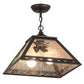 Meyda Lighting Winter Pine 23" 2-Light Mahogany Bronze Pendant Light With Silver Mica Shade Glass