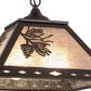 Meyda Lighting Winter Pine 23" 2-Light Mahogany Bronze Pendant Light With Silver Mica Shade Glass
