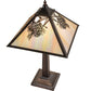 Meyda Lighting Winter Pine 23" Craftsman Brown Mission Table Lamp With Beige Iridescent Shade Glass