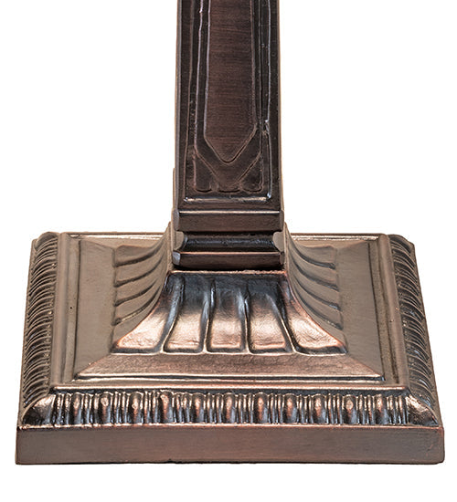 Meyda Lighting Winter Pine 23" Craftsman Brown Mission Table Lamp With Beige Iridescent Shade Glass