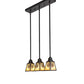 Meyda Lighting Winter Pine 24" 3-Light Craftsman Brown & Oil Rubbed Bronze Island Pendant Light With Beige Shade Glass
