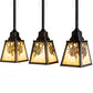 Meyda Lighting Winter Pine 24" 3-Light Craftsman Brown & Oil Rubbed Bronze Island Pendant Light With Beige Shade Glass