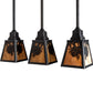 Meyda Lighting Winter Pine 24" 3-Light Craftsman Brown & Oil Rubbed Bronze Island Pendant Light With Beige Shade Glass