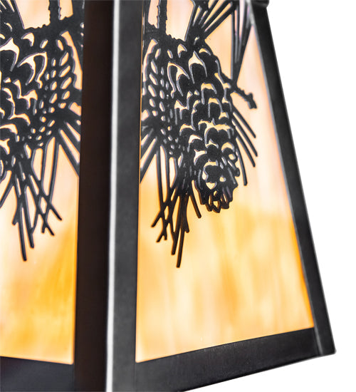 Meyda Lighting Winter Pine 24" 3-Light Craftsman Brown & Oil Rubbed Bronze Island Pendant Light With Beige Shade Glass