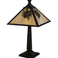 Meyda Lighting Winter Pine 24" Craftsman Brown Table Lamp With Beige Iridescent Shade Glass