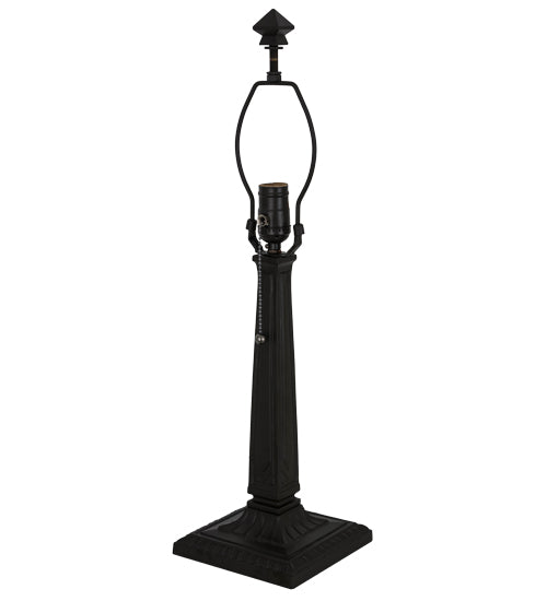 Meyda Lighting Winter Pine 24" Craftsman Brown Table Lamp With Beige Iridescent Shade Glass