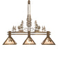Meyda Lighting Winter Pine 251561 45" 3-Light Antique Copper Tall Pines Island Pendant Light With Silver Mica Shade Glass