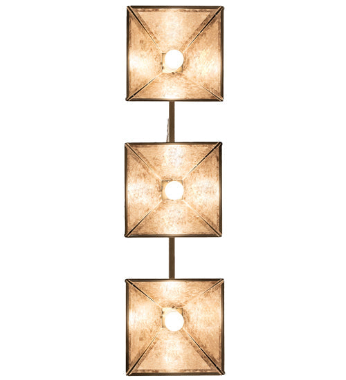 Meyda Lighting Winter Pine 251561 45" 3-Light Antique Copper Tall Pines Island Pendant Light With Silver Mica Shade Glass