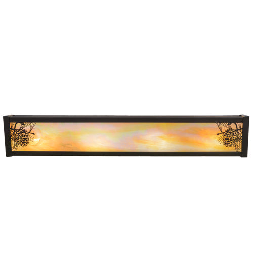 Meyda Lighting Winter Pine 26" 4-Light Timeless Bronze Vanity Light With Beige Iridescent Shade Glass