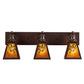 Meyda Lighting Winter Pine 28" 3-Light Cafe Noir Vanity Light With Amber Mica Shade Glass