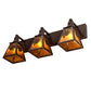 Meyda Lighting Winter Pine 28" 3-Light Cafe Noir Vanity Light With Amber Mica Shade Glass