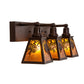 Meyda Lighting Winter Pine 28" 3-Light Cafe Noir Vanity Light With Amber Mica Shade Glass