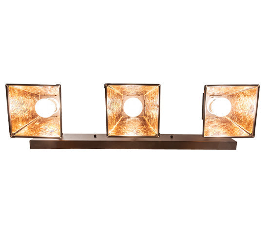 Meyda Lighting Winter Pine 28" 3-Light Cafe Noir Vanity Light With Amber Mica Shade Glass