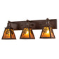 Meyda Lighting Winter Pine 28" 3-Light Cafe Noir Vanity Light With Amber Mica Shade Glass