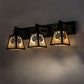 Meyda Lighting Winter Pine 28" 3-Light Craftsman Brown Vanity Light With Beige Iridescent Shade Glass