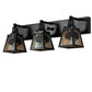 Meyda Lighting Winter Pine 28" 3-Light Craftsman Brown Vanity Light With Beige Iridescent Shade Glass