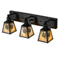 Meyda Lighting Winter Pine 28" 3-Light Craftsman Brown Vanity Light With Beige Iridescent Shade Glass