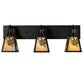 Meyda Lighting Winter Pine 28" 3-Light Craftsman Brown Vanity Light With Beige Iridescent Shade Glass