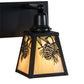 Meyda Lighting Winter Pine 28" 3-Light Craftsman Brown Vanity Light With Beige Iridescent Shade Glass