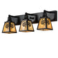 Meyda Lighting Winter Pine 28" 3-Light Craftsman Brown Vanity Light With Beige Iridescent Shade Glass