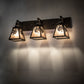 Meyda Lighting Winter Pine 28" 3-Light Timeless Bronze Vanity Light With Silver Mica Shade Glass