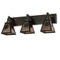 Meyda Lighting Winter Pine 28" 3-Light Timeless Bronze Vanity Light With Silver Mica Shade Glass