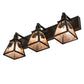 Meyda Lighting Winter Pine 28" 3-Light Timeless Bronze Vanity Light With Silver Mica Shade Glass