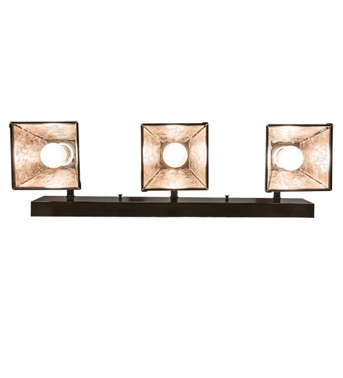 Meyda Lighting Winter Pine 28" 3-Light Timeless Bronze Vanity Light With Silver Mica Shade Glass