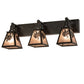 Meyda Lighting Winter Pine 28" 3-Light Timeless Bronze Vanity Light With Silver Mica Shade Glass